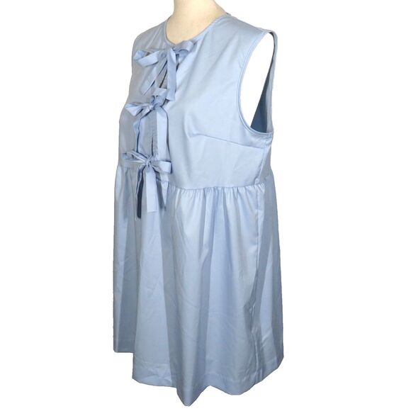 Halara Blue Lightweight Sleeveless Tie Front Babydoll Mini Dress Size Large - Picture 3 of 7